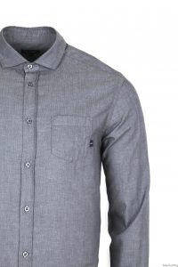 KOSZULA MĘSKA ARMANI JEANS SZARA Z TKANINY STRUKTURALNEJ